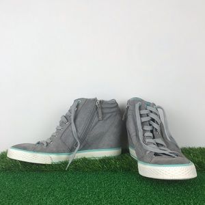 DKNY Cindy Grey Suede Wedged Sneakers Size 9.5